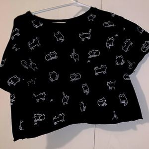 Cat crop top tee shirt